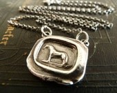 Victorian Horse Wax Seal  Necklace. Fine Silver Pendant. Sterling Silver Chain. Equestrian Jewelry