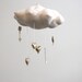 Cupid's Cloud - Gold Hearts and Arrows Mobile- modern fabric sculpture for baby nursery decor in white linen and metallic faux gold leather