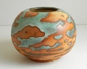 Small Turquoise Abstract Sky Vase