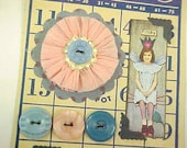 Frisky Personality Vintage Inspired Bingo Button Card Collage Mixed Media Decoration Keepsake