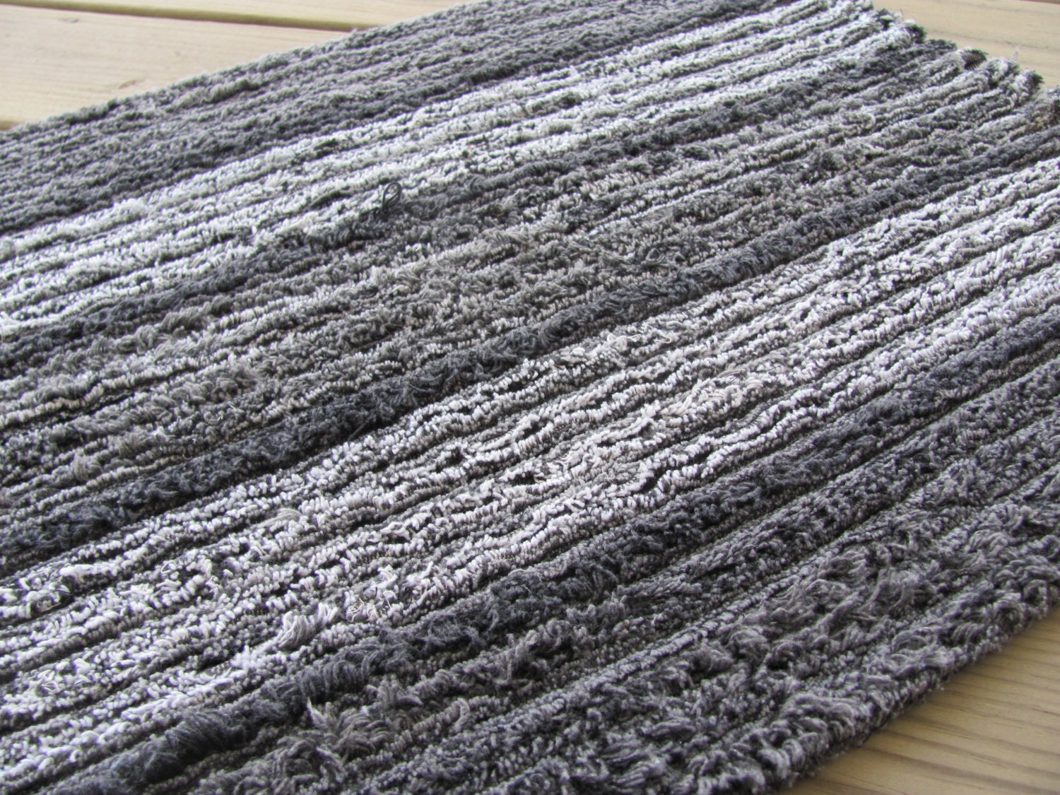 Denim Chenille throw rug 18 x 24 recycled black jeans