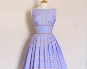 Blue & Orange Striped Tiffany Prom Dress - Made to Measure
