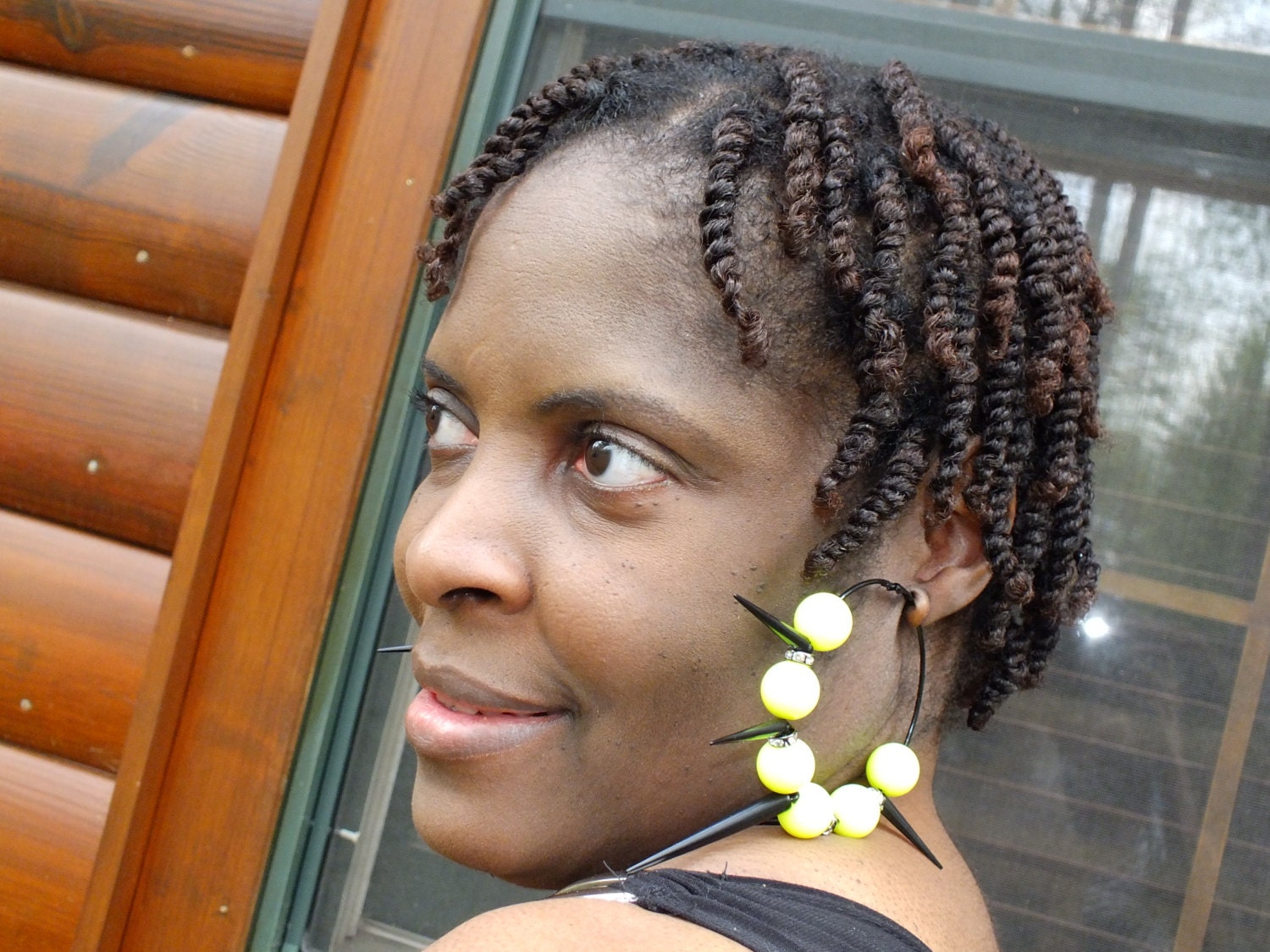 Neon Yellow Spiked Earrings-Ready to Ship