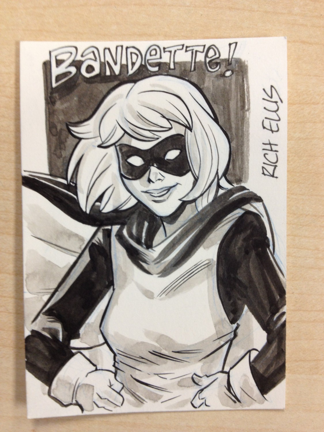 Bandette sketchcard by Rich Ellis, artist of MEMORIAL