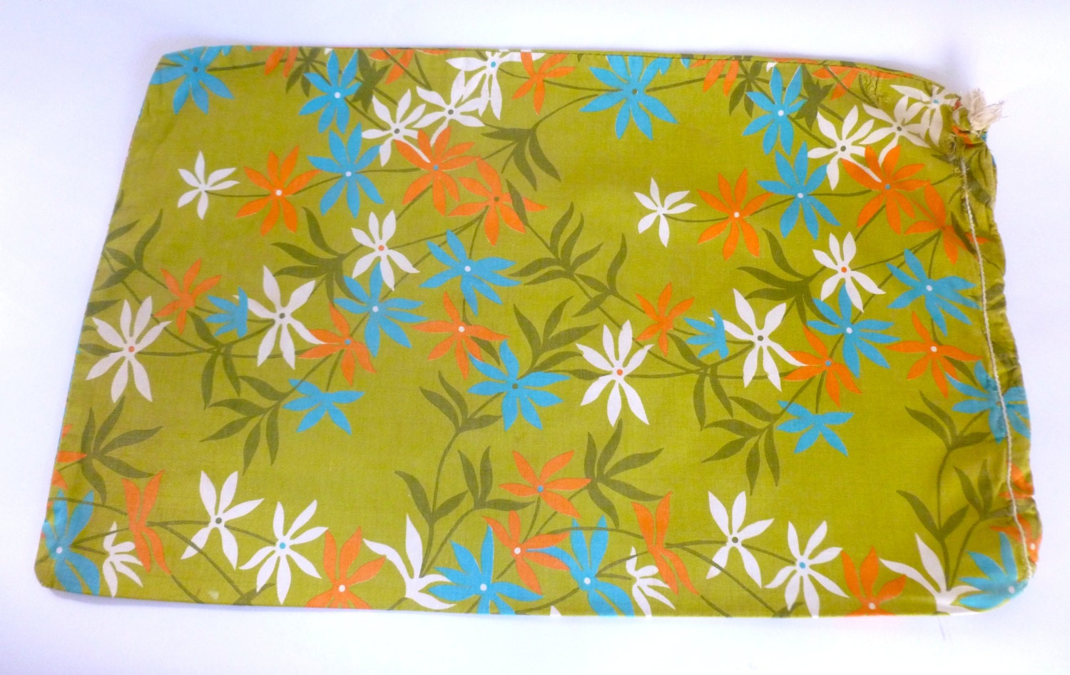 Mid Century Cotton Floral Fabric Laundry Tote Bag 1950's Retro Vintage Decor 29" x 18"