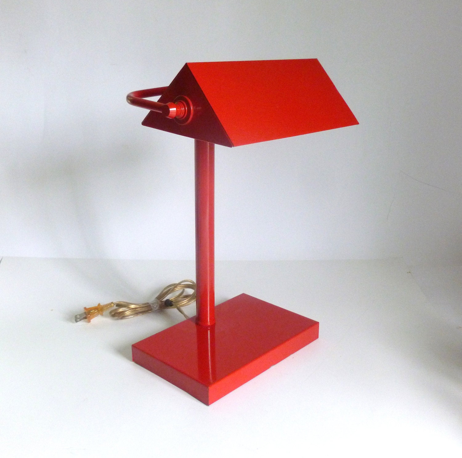 Vintage 1980's Bright Red Metal Adjustable Electric Desk Lamp