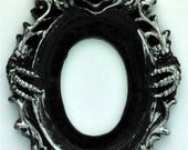 New Small Size Set of 2 Antique Silver Newest Gothic Single Gargoyle Open Back Vintage Style Frame for Cabochon.... 18mm x 25mm