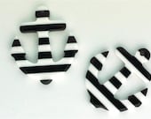 Black Stripe Set of 2 Anchor Pendants drops Vintage Style 33mm x 28mm Sailor Nautical Top Quality