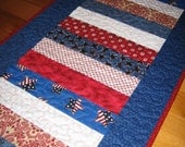 Red White and Blue Americana July 4th Quilted Table Runner