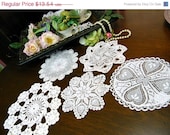 ON SALE 5 Crochet Doily Lot - Hand Crocheted Multiple Doilies in Shades of White 9851