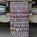 4th of July Typography Word Art Distressed Sign in Weather Worn White