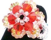 Hyacinth Orange and Crystal flower ring