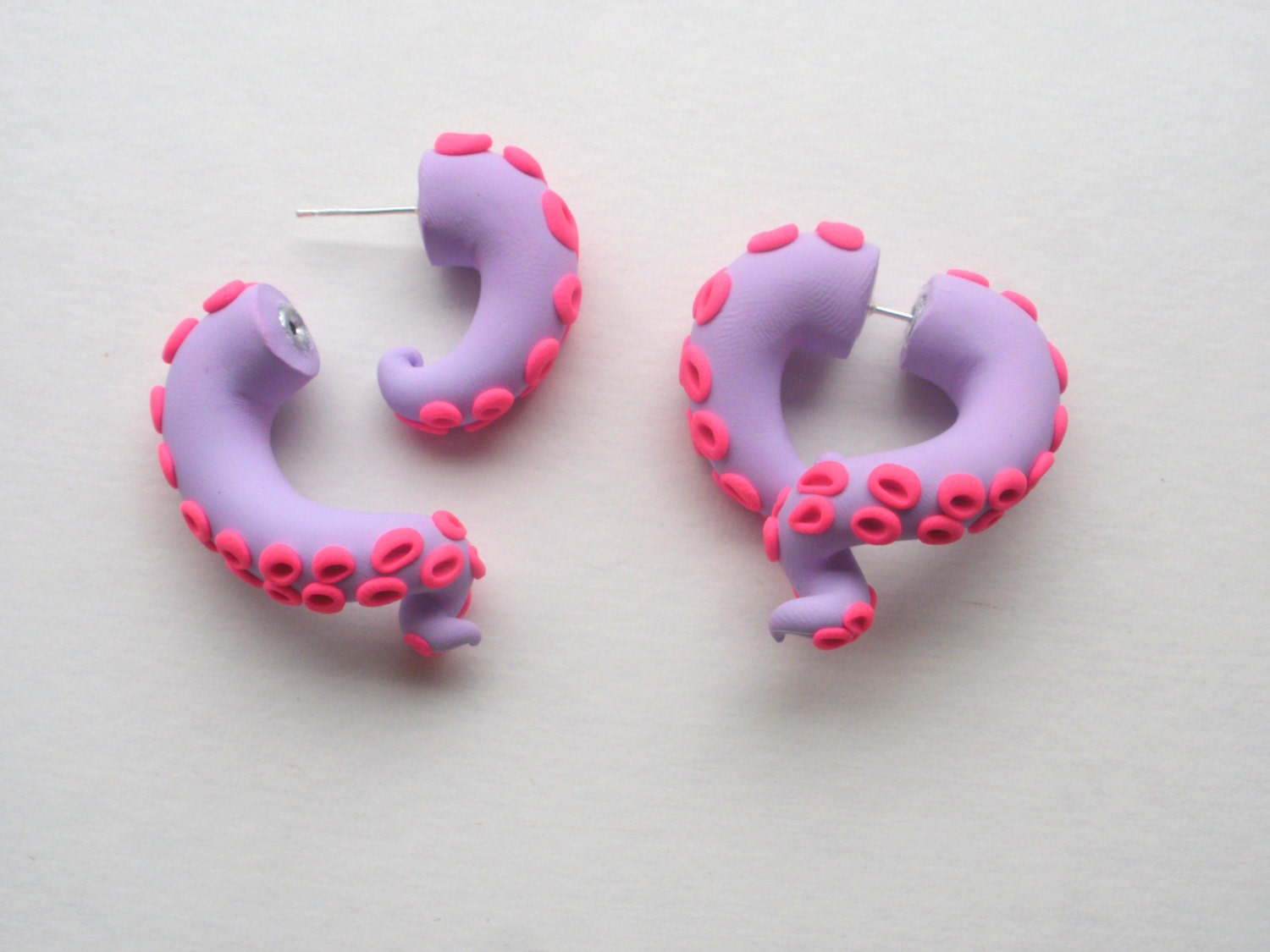 Lavender and Pink Tentacle Earring Fake Gauge -Bright -Lavender
