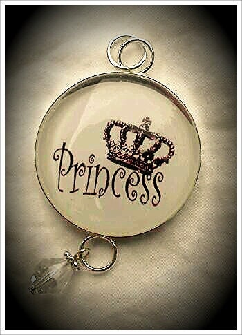 Art i Cake Large Glass Cabochon Princess Pendant with charm