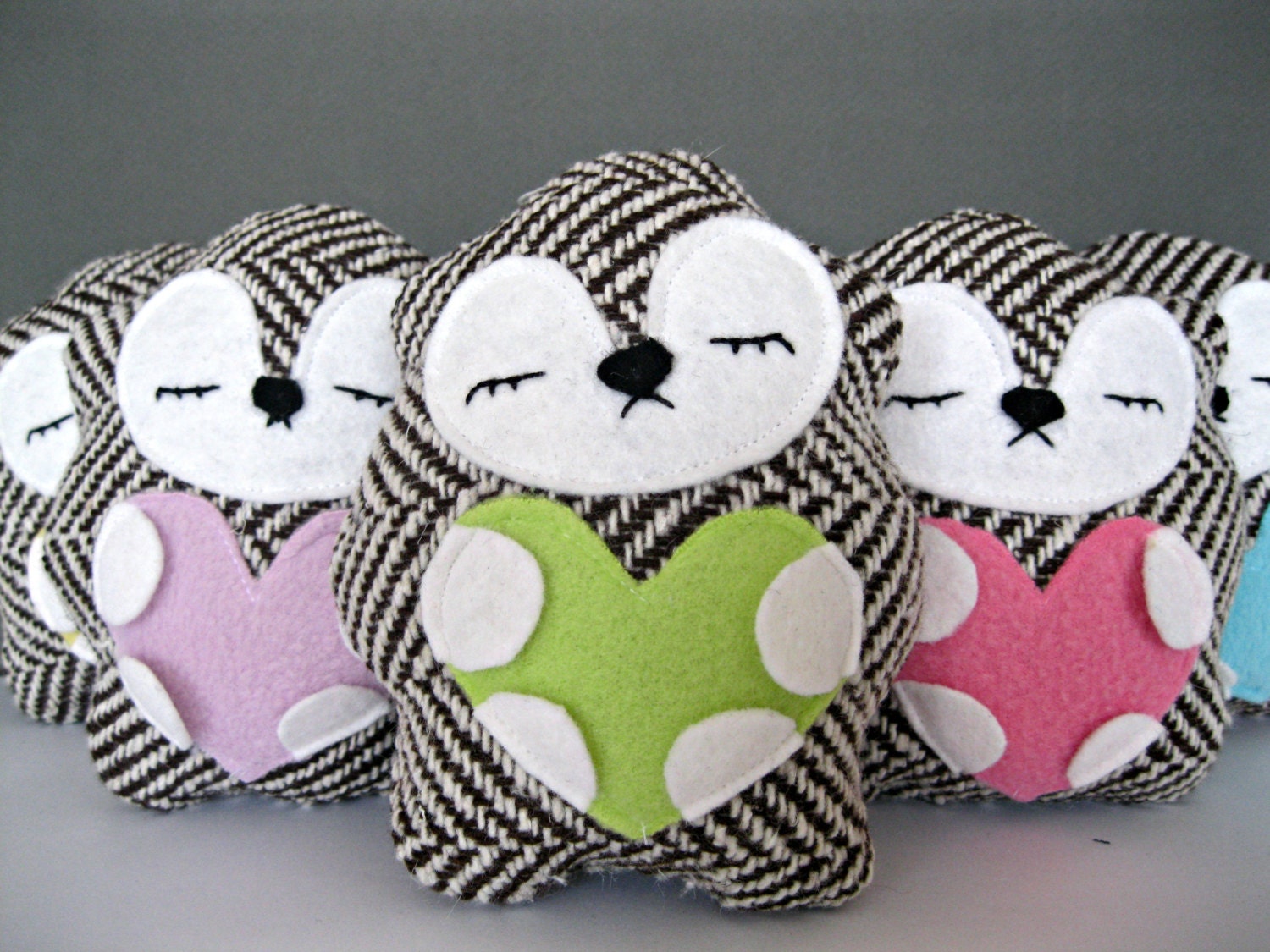 Sleepy Stuffed Hedgehog Plush Toy - Woodland Forest Stuffed Animal in Green