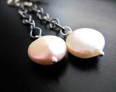 Freshwater Pearl Earrings, Oxidized Sterling Silver, Gold Filled Earwires