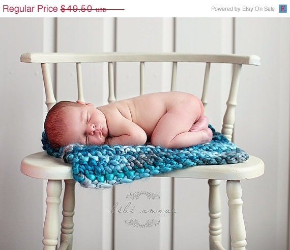 ON SALE Newborn Photo Prop Super Chunky Baby Blanket Photography Prop Basket Filler Basket Stuffer Mini