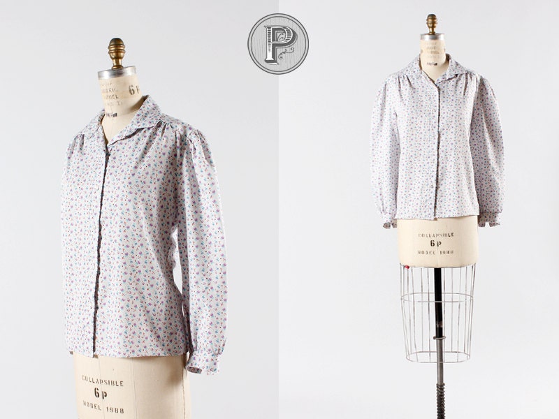 BLOWOUT SALE // 1960s 1970s blouse large / 60s 70s long sleeved blouse : Firefly