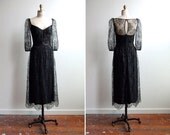 SALE / Vintage 1960s black lace dress with scalloped hem
