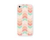 Ombre Cream and Peach Herringbone Chevron iPhone 4 Case - Pink iPhone 4 Skin - Ombre iPhone 4 Cover - Coral Cell Phone Case