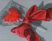ACEO Original Painting of Candy - Acrylic Still Life Painting of Red Heart Lollipop