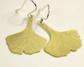 Brass Ginkgo Leaf Earrings - Spring Earrings - Fine Jewelry