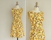 vintage 1950s dress / 50s floral cocktail dress / 1950s wiggle dress