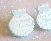 Mermaid Jewelry // I'm Really a Mermaid Blue Shell Earrings