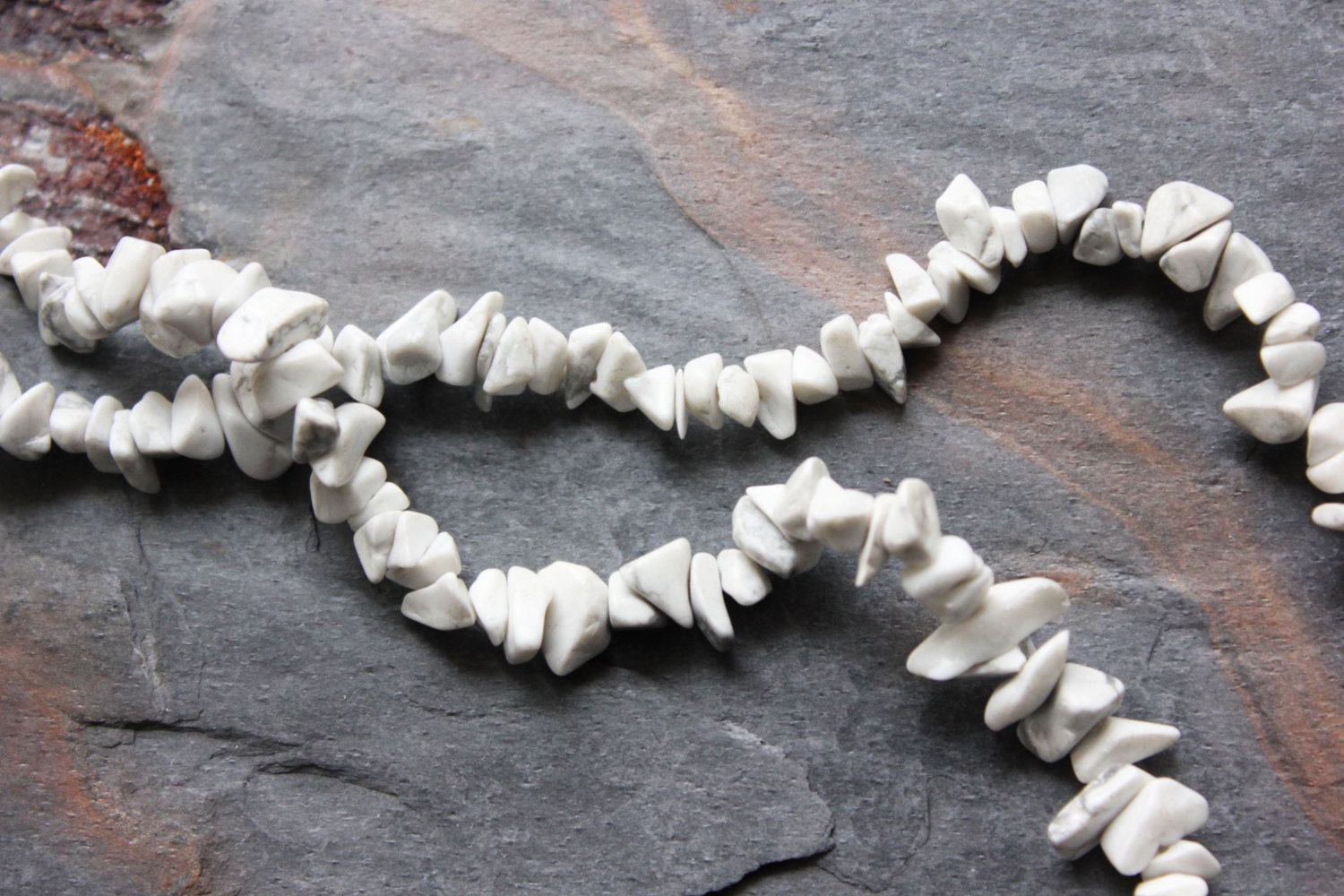 Howlite Pre-Drilled Stone Chip Beads - 36 INCH STRAND