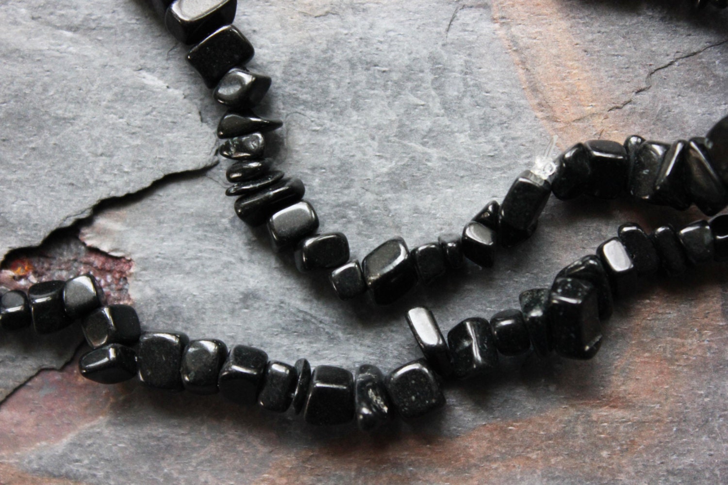 Blackstone Pre-Drilled Stone Chip Beads - 36 INCH STRAND