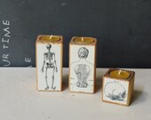 1 Reclaimed Wood Smokestack Candle Block with Medical Decoupage