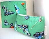 Race Cars Eco Friendly Reusable Sandwich and Snack Bag Set