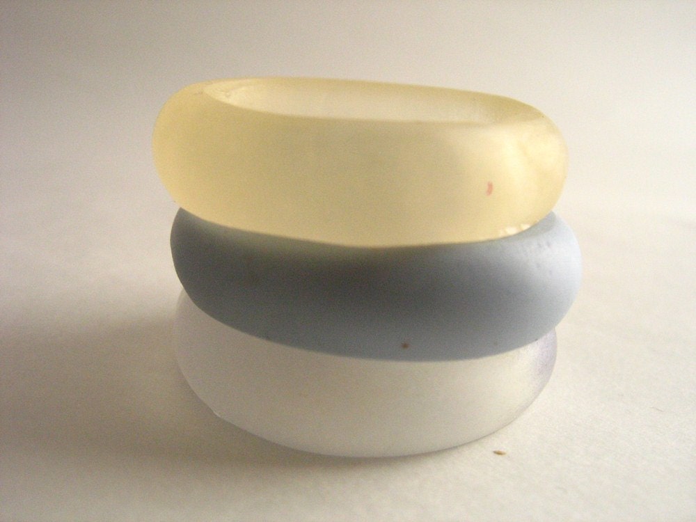 Pale Yellow Stacking Resin Ring Jewelry , Stack Primrose Matte Resin Stacking Ring , Wedding , Womans Set Size 10 , Ready to ship Women