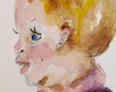 Baby Face no 11 aceo  oriignal watercolor