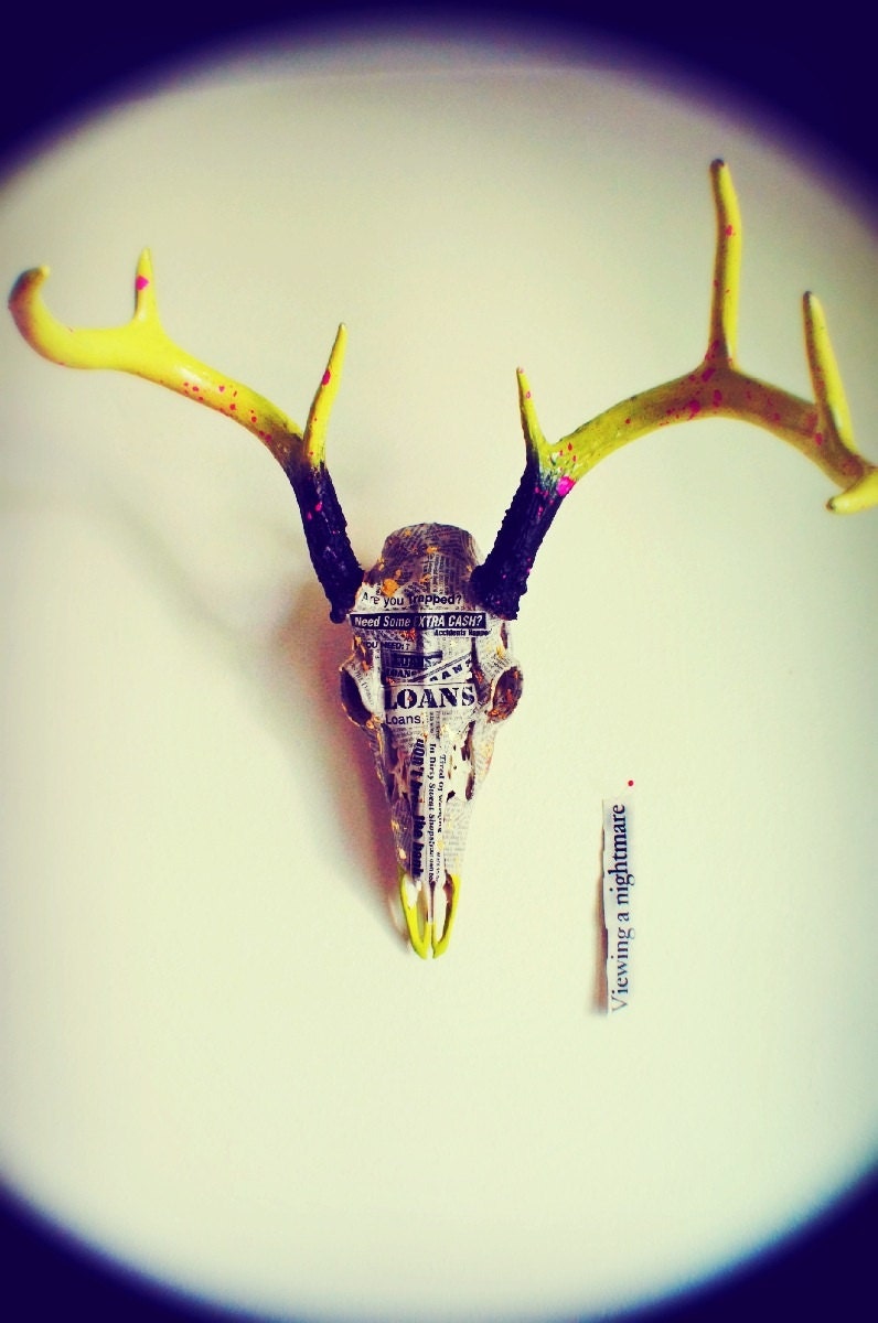 Whitetail Collaged Deer Skull // Newsworthy & Broke