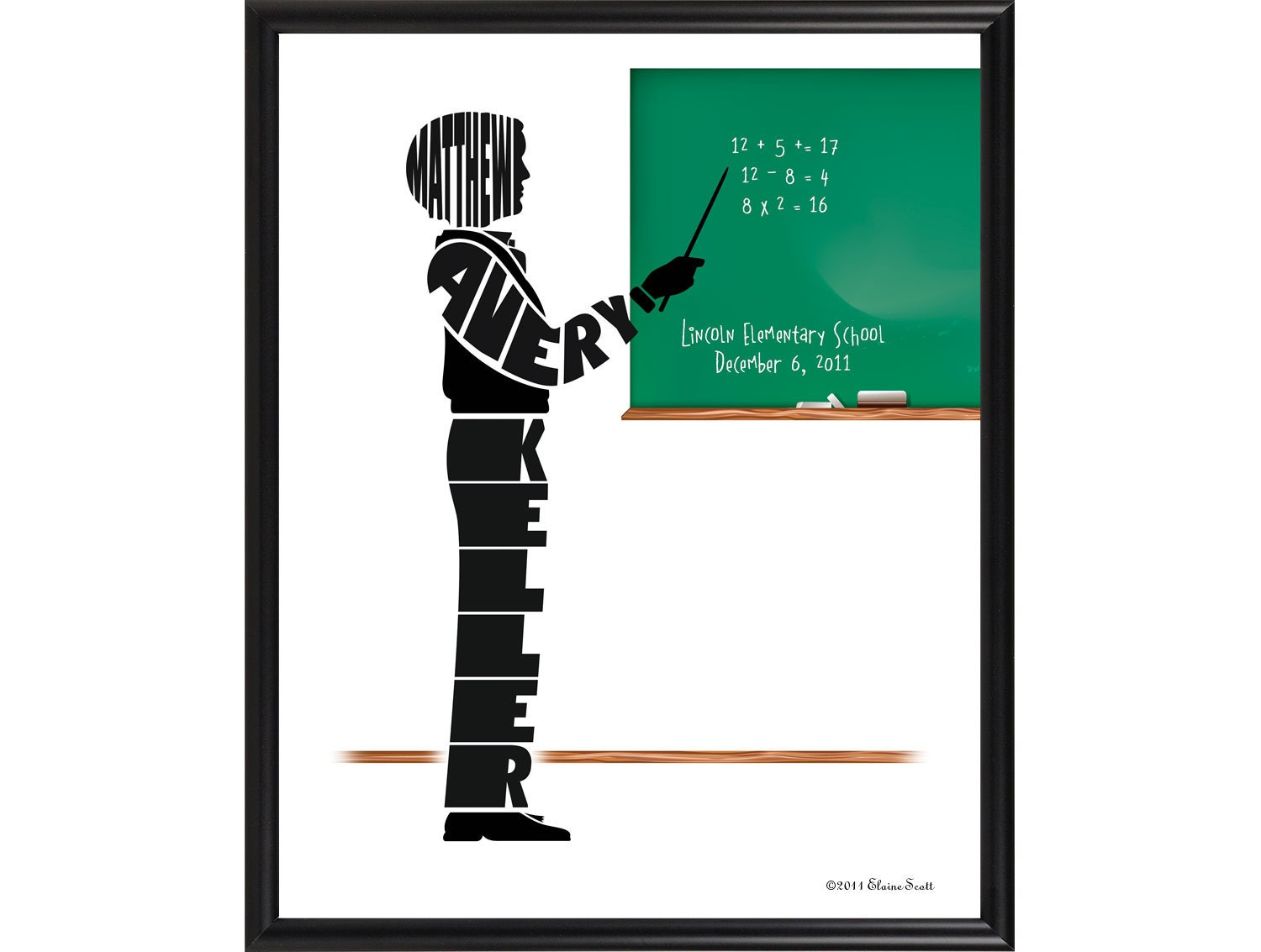 Personalized Male Teacher Print - Framed