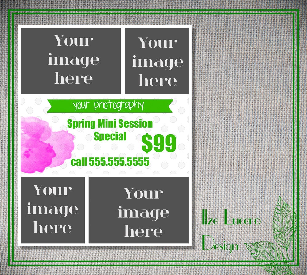 11x14 PSD poster / storyboard / blog / marketing template Spring Mini Sessions
