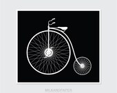 White Bicycle Print , 8x7 inches , wall art