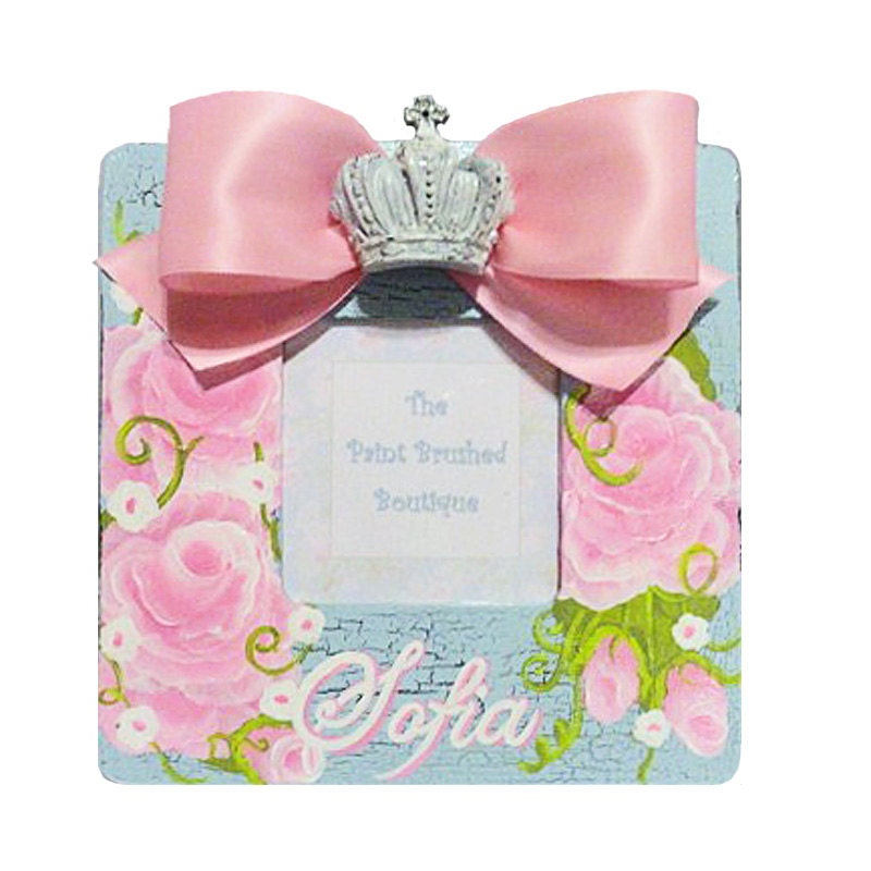Hand Painted Personalized Shabby Chic Rose Frame