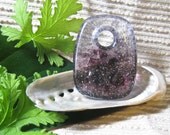Kiln Cast Glass Oblong Pendant / Large Focal Bead / Gradient Purple Violet Clear Blend / Meditation Bead / Craft Supply