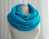 Knitted cowl, Fall - Winter accessories, Beautiful color turquoise, women, knit winter accessories