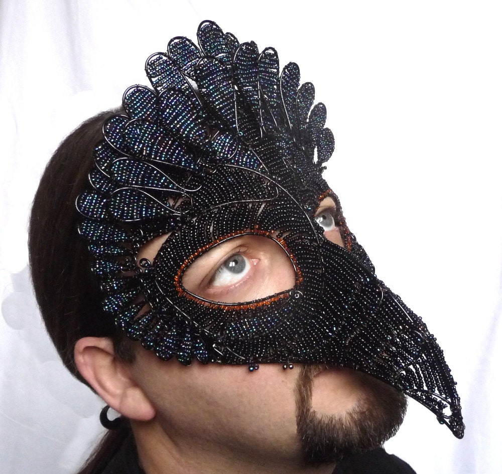 Vulture masquerade mask, mens, handmade, bird of prey.