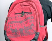 vintage Levi Strauss backpack // distressed canvas & leather // xxl