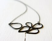 Teardrops necklace / statement silver necklace / black modern minimal design Handmade under 100 FREE SHIPPING