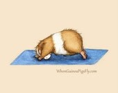 Downward Facing Dog - Guinea Pig Yoga Art Print 5x7