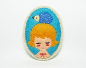 Hedgehog girl felt brooch
