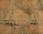 Ice Boats in Michigan screen print on map