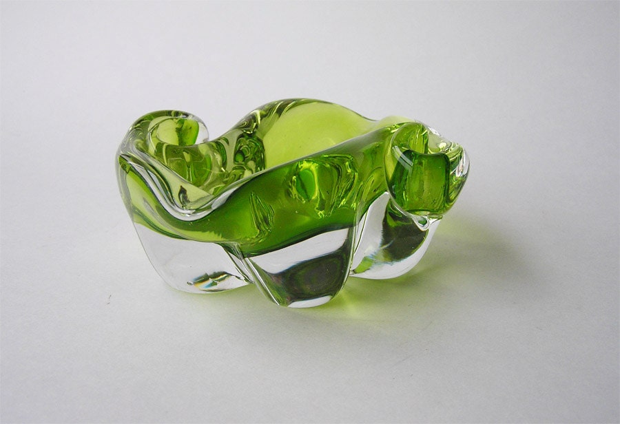 Mid Century Art Glass Ashtray