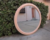 Mid Century Modern 36 inch Round Pink Enamel Mirror  (Los Angeles)