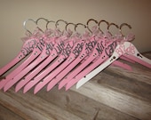 wood hangers, custom painted to match your wedding, bride, bridesmaids, birthday gift, or teacher gifts